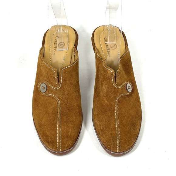 Cole Haan Shoes Womens 7.5 B Tan Amber Suede Devon Clog Mules‎ Heel Bohemian - Picture 3 of 13
